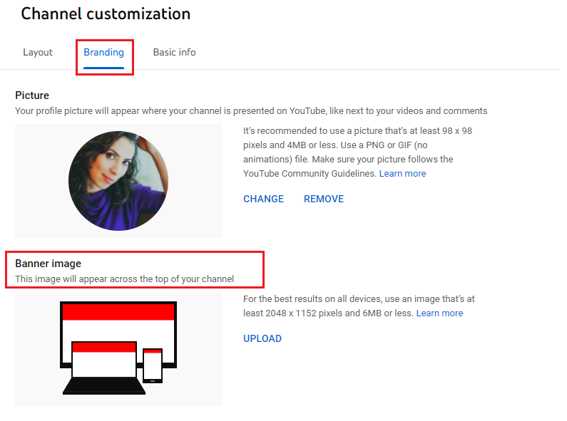 channel customization youtube banner