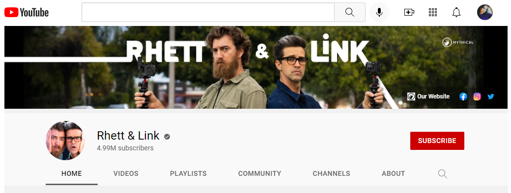 rhett & link youtube banner