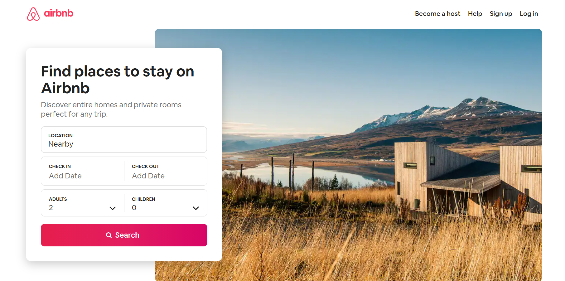 airbnb landing page example