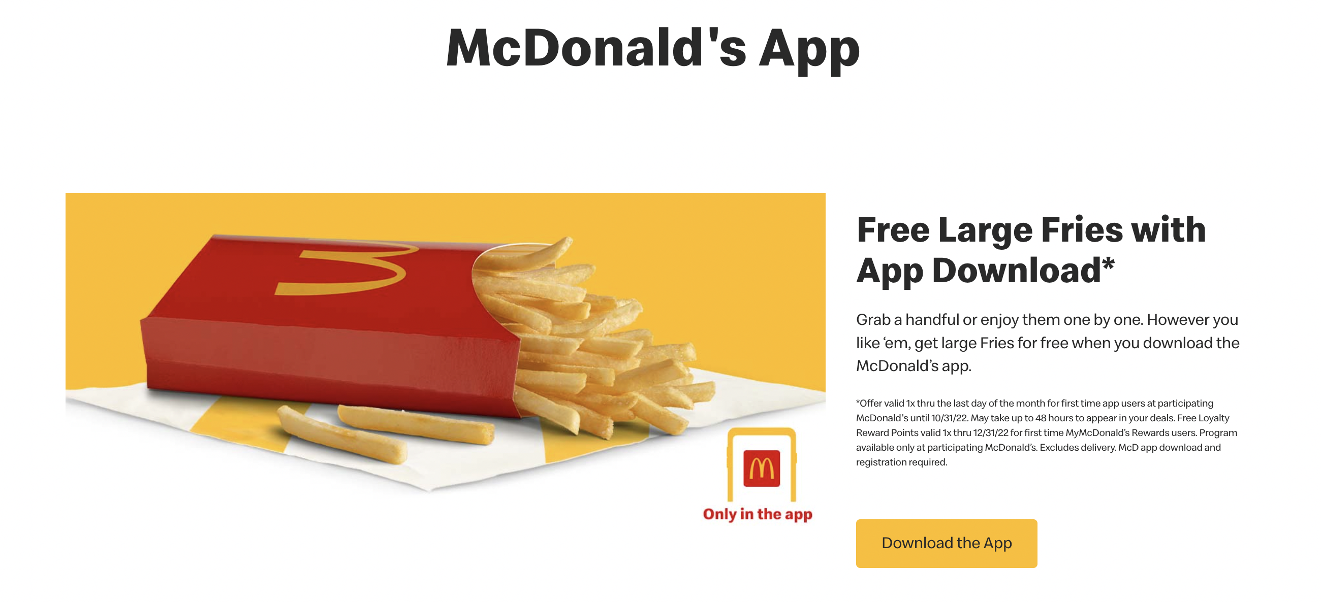 mcdonalds app restaurant copywriting